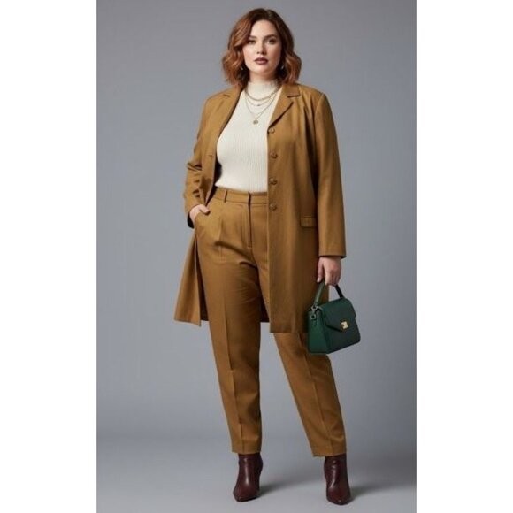 PRET A PORTER SUITS Stylish Tan Vintage Fully Lined Blazer & Pants Set Size 26W - Picture 13 of 16